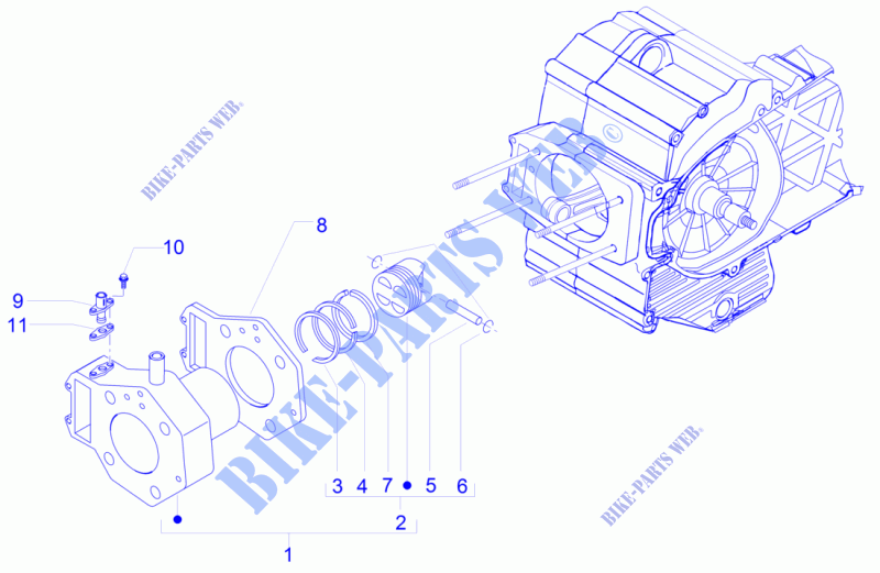 Groep cilinder zuiger zuigerpen voor PIAGGIO MP3 500 Sport 2015