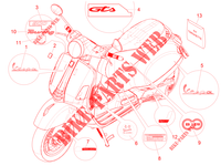 STICKERS   LABELS voor VESPA GTS 300 HPE 4T/4V ie ABS Euro 4 2019