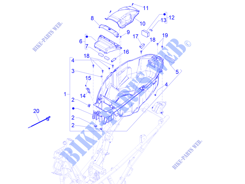 Helmbak voor PIAGGIO Beverly 300 4T/4V HPE Euro 5 ABS 2021